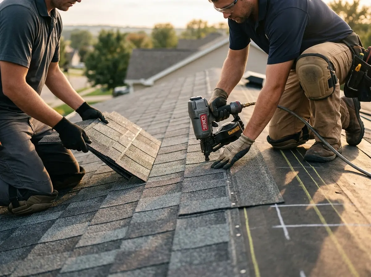 Professional roofer working on a residential roof in Chackbay